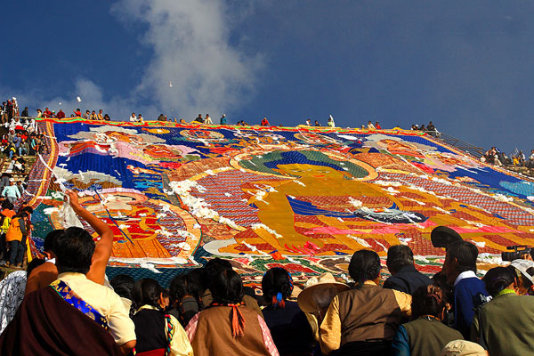 Shoton Festival Tibet Buddha Display